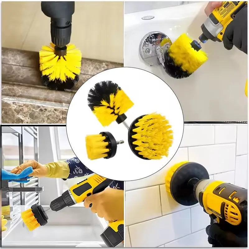 Kit de escova elétrica para limpeza de carpetes, escova elétrica para pneus de carro, escovas de nylon 2/3,5/4'