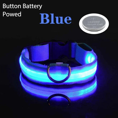 Coleira de cachorro com LED para carregamento USB, segurança para cães, luz noturna, colar piscante, coleiras fluorescentes