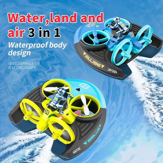 Mini drone brinquedo 4drc   -  3 em 1 - mar terra vôo de ar -  2.4g controle remoto